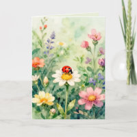 Ladybird Ladybug In a garden of Flowers