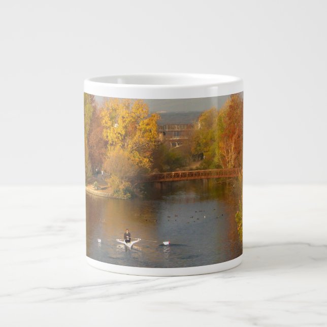 Ladybird Lake Fall Rower - Downtown Austin Texas Large Coffee Mug (Front)