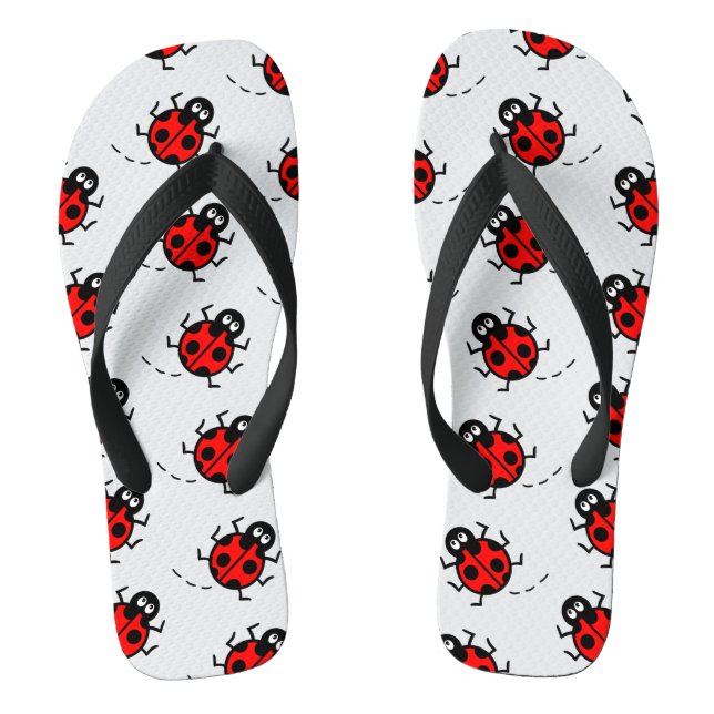Ladybird Pattern Flip Flops (Footbed)
