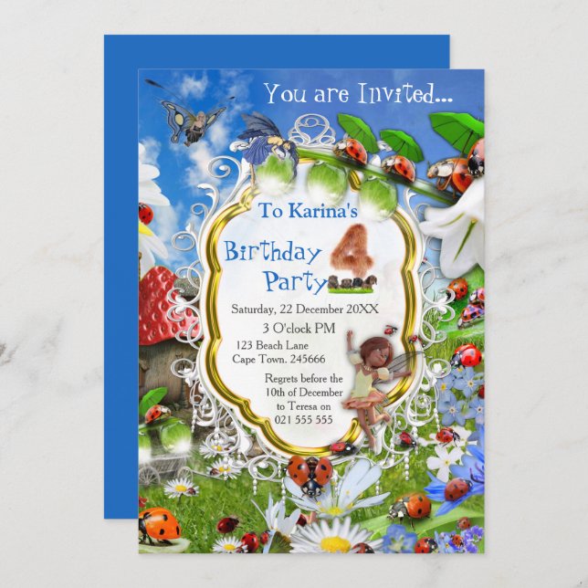 LADYBIRDS AND BUTTERFLIES INVITATION (Front/Back)