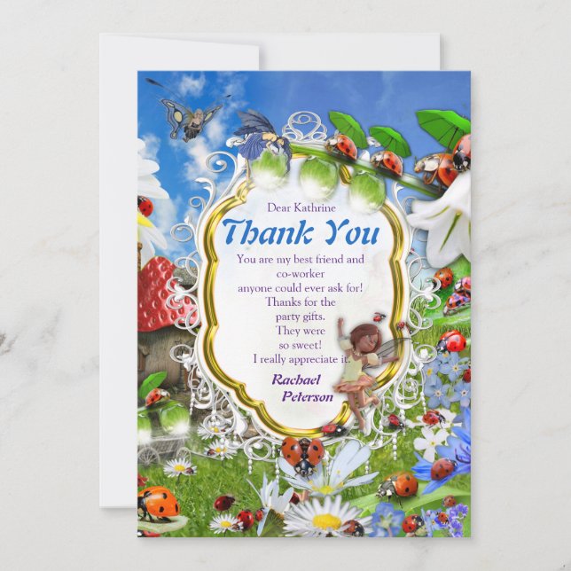 LADYBIRDS AND BUTTERFLIES THANK YOU CARD (Front)