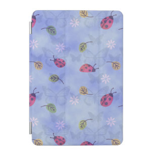 Ladybirds and Falling Leaves Blue Pattern iPad Mini Cover