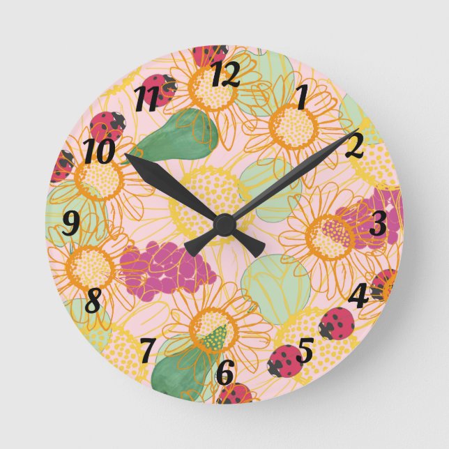Ladybirds & Fruit Garden Wall Clock (Front)