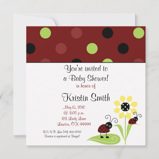 ladybug2 copy, You're invited to a Baby Shower!... Invitation (Front)