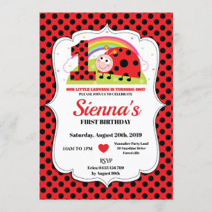 Ladybug 1er Anniversaire Invitations Fille
