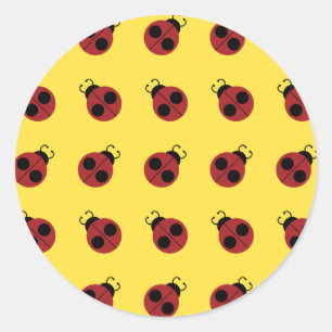 Ladybug 60s retro cool red yellow classic round sticker