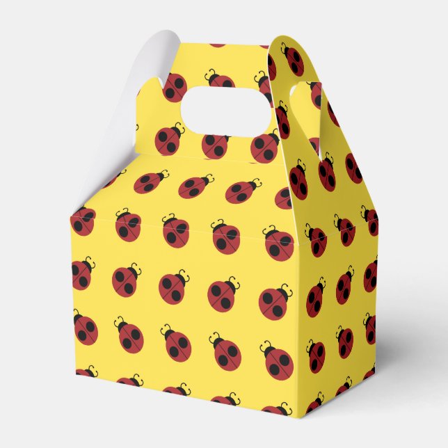 Ladybug 60s retro cool red yellow favor box (Front Side)