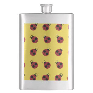 Ladybug 60s retro cool red yellow hip flask