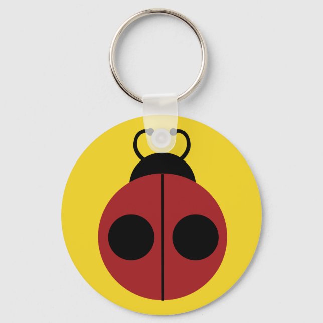 Ladybug 60s retro cool red yellow keychain (Front)