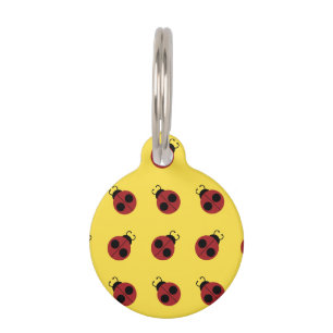 Ladybug 60s retro cool red yellow pet tag