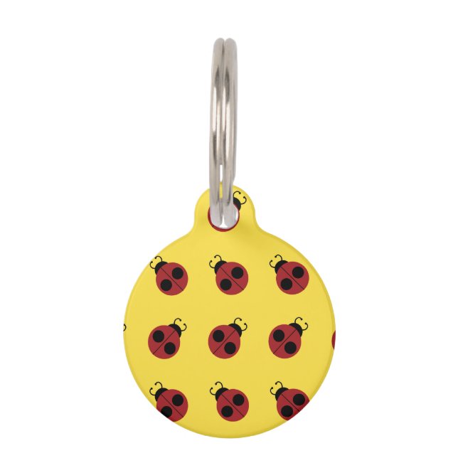Ladybug 60s retro cool red yellow pet tag (Front)