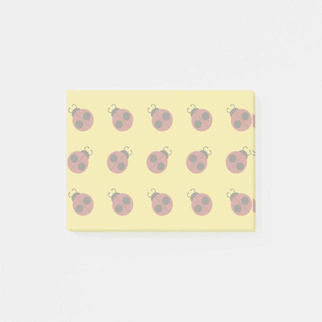 Ladybug 60s retro cool red yellow post-it notes (Front)
