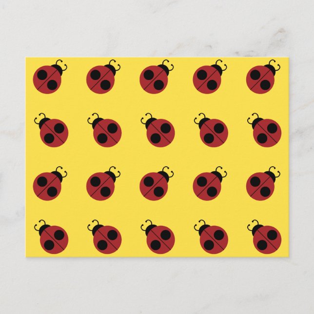 Ladybug 60s retro cool red yellow postcard (Front)