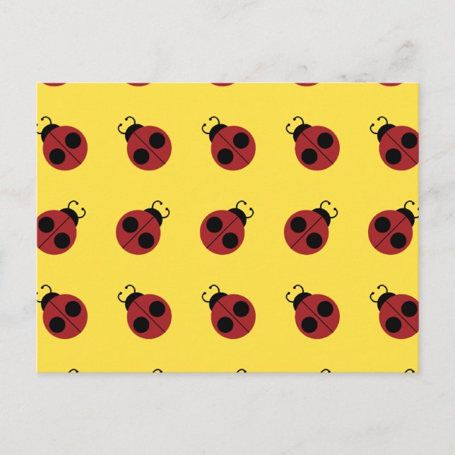 Ladybug 60s retro cool red yellow postcard (Front)