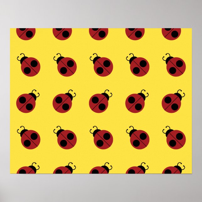 Ladybug 60s retro cool red yellow poster (Front)