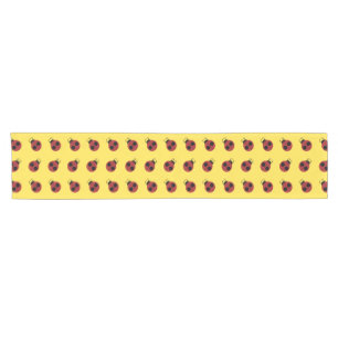 Ladybug 60s retro cool red yellow short table runner
