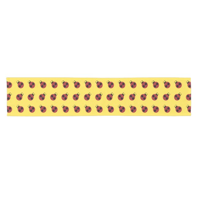 Ladybug 60s retro cool red yellow short table runner (Horizontal)