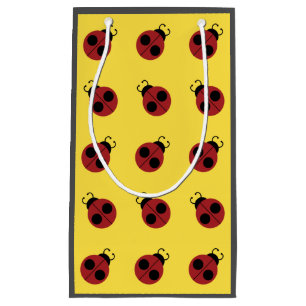 Ladybug 60s retro cool red yellow small gift bag