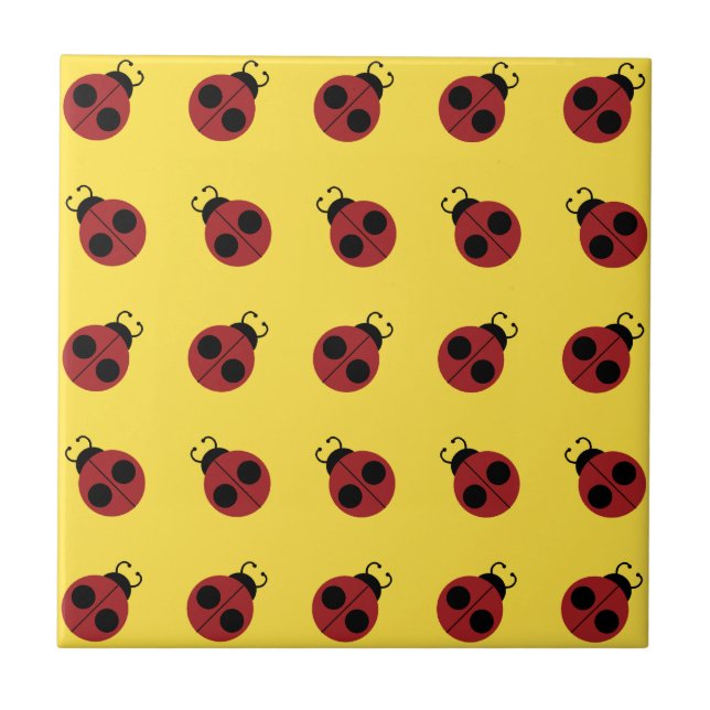 Ladybug 60s retro cool red yellow tile (Front)