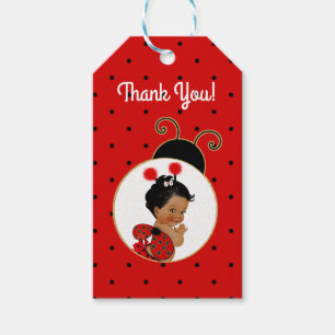 Ladybug African American Baby Girl Red & Black Gift Tags
