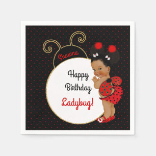 Ladybug African American Baby Girl Red & Black Napkin