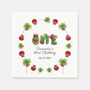 Ladybug Alphabet Letter Kids 1st Birthday Welcome Napkin