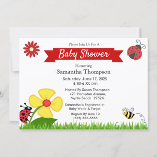 Ladybug and Bee  Baby Shower Invitation