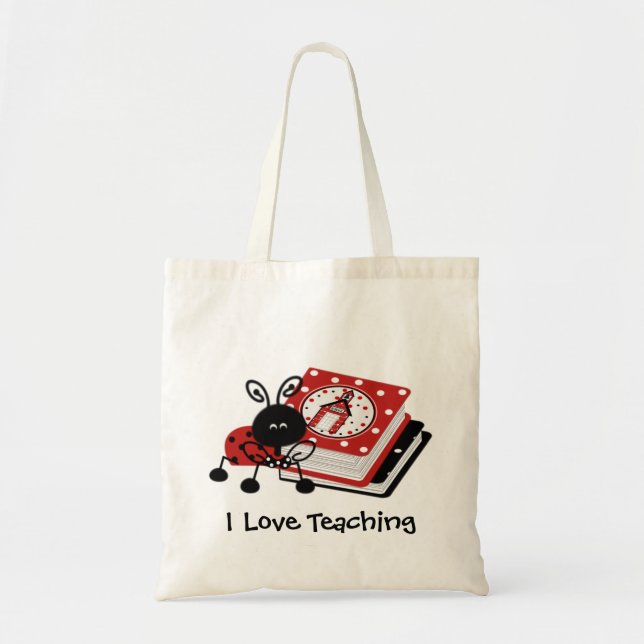 Ladybug and Books Teacher's Tote Bag (Front)