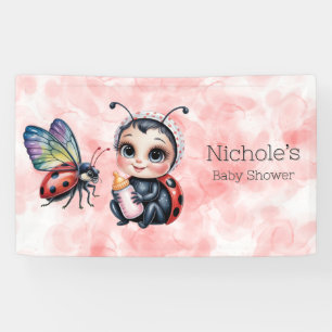 Ladybug and Butterfly Girl Baby Shower Banner