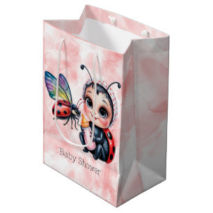 Ladybug and Butterfly Girl Baby Shower Medium Gift Bag