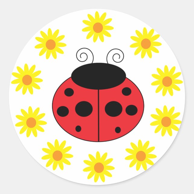 Ladybug and Daisies Sticker (Front)