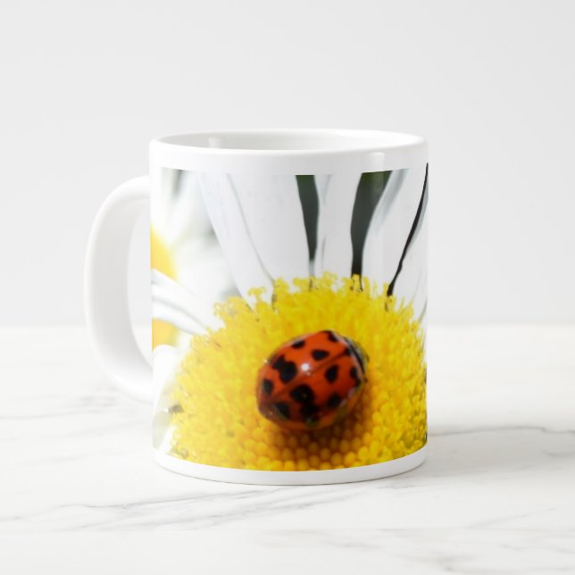 Ladybug and Daisy Jumbo Mug (Front Left)