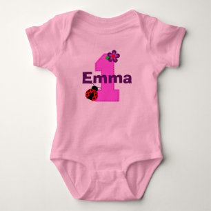 Ladybug and Flower First Birthday Shirt