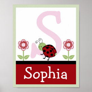 Ladybug and Flower Letter & Name Wall Art Poster