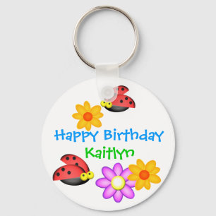 Ladybug and Flowers Keychain