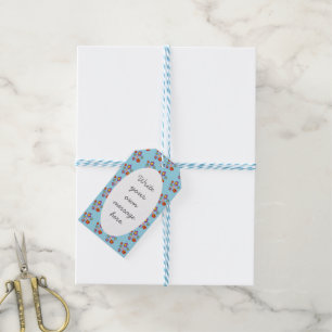 Ladybug and Flowers Light Blue Custom Message Gift Tags