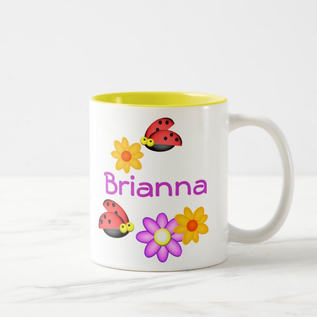 Ladybug and Flowers Two-Tone Coffee Mug (Right)