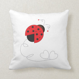 Ladybug and hearts throw pillow