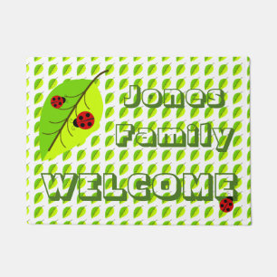 Ladybug and Leaf Personalized Doormat