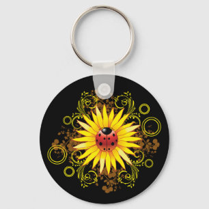 Ladybug and Sunflower Keychain