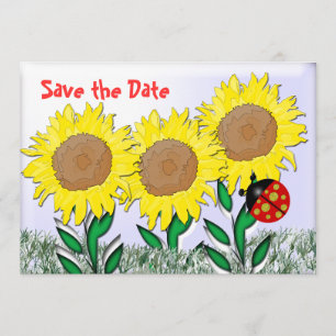 Ladybug and Sunflowers Save The Date