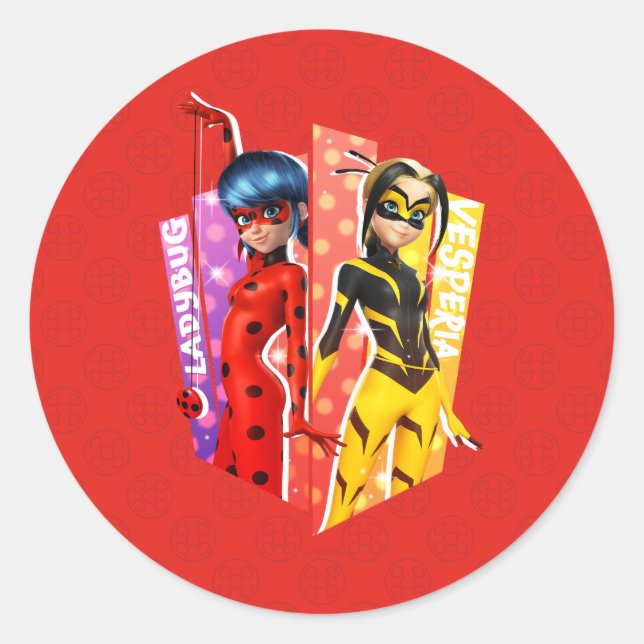 Ladybug and Vesperia Graphic Classic Round Sticker (Front)