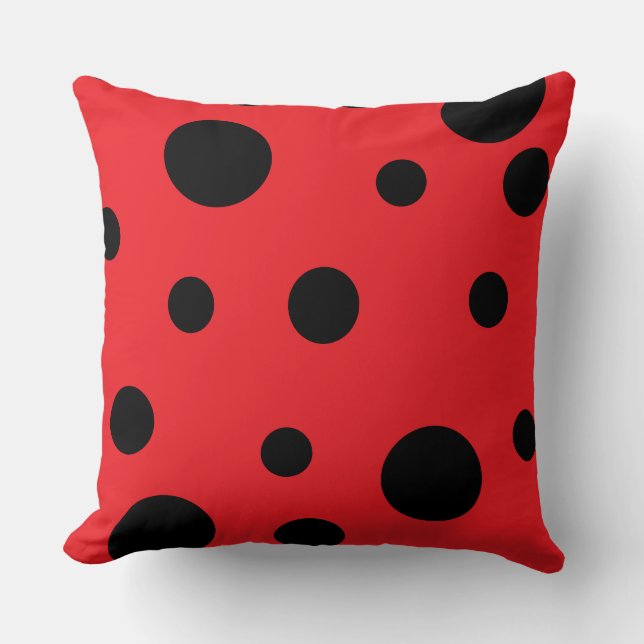 Ladybug animal print red and black dot pattern throw pillow (Front)