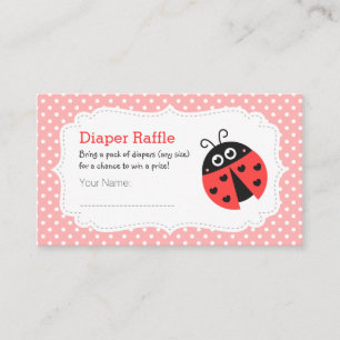 Ladybug Baby Girl Shower Diaper Raffle Tickets Enclosure Card