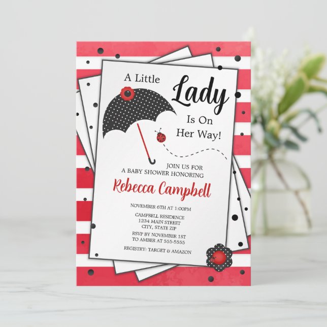 Ladybug Baby Shower Invitation (Standing Front)