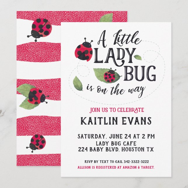 Ladybug Baby Shower Invitation (Front/Back)