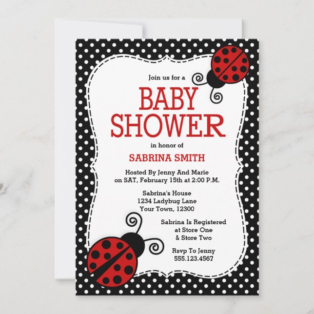 Ladybug Baby Shower Invitation (Front)