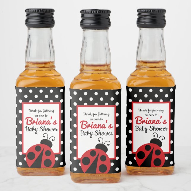 Ladybug Baby Shower or Birthday Liquor Bottle Label (Bottles)