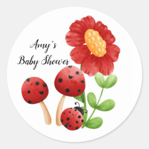 Ladybug Baby Shower stickers, label