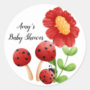 Ladybug Baby Shower stickers, label